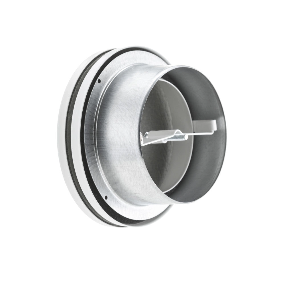 pro Zuluftventil mit geradem Ventilteller, NW 125mm, Befestigung durch Klemmfedern, weiß RAL9010