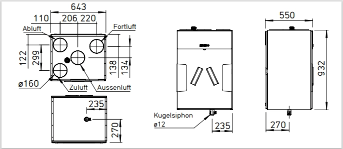 Helios Lüftungsgerät KWL 360 W ET