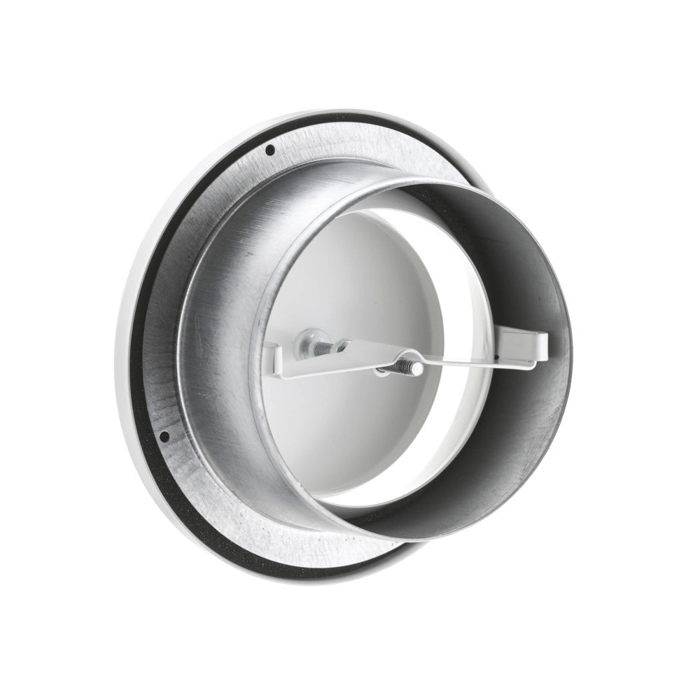 pro Abluftventil mit geradem Ventilteller, NW 100mm, Befestigung durch Klemmfedern, weiß RAL9010